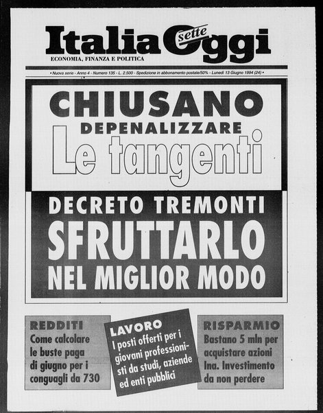 Italia oggi : quotidiano di economia finanza e politica